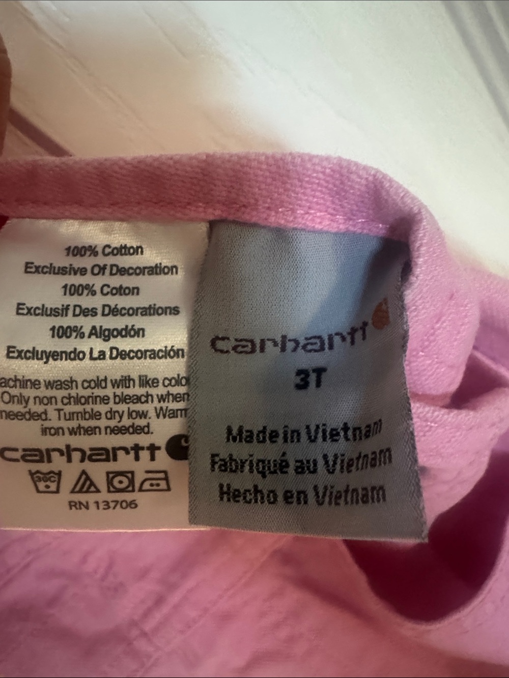 Carhartt Pink 3 Toddler overalls - Picture 4 of 5
